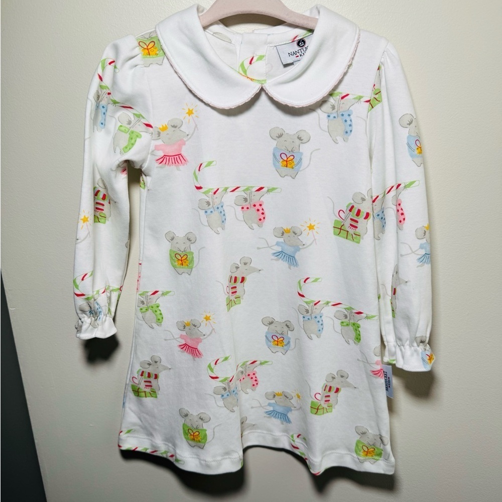Nantucket Kids Girls Christmas Mice Candy Canes Play Dress Size 2T